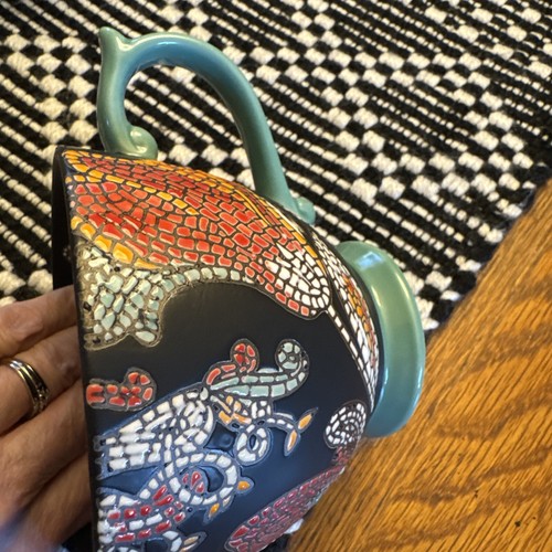 3 Colorful Unique Mosaic Flowers Decorated Tea Coffee Cup World Market ceramic - Picture 10 of 11