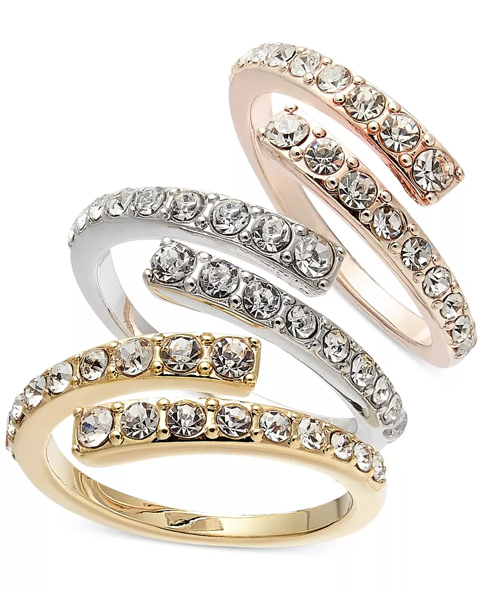 INC International Concepts Tri Tone 3 Pc Crystal Bypass Stackable