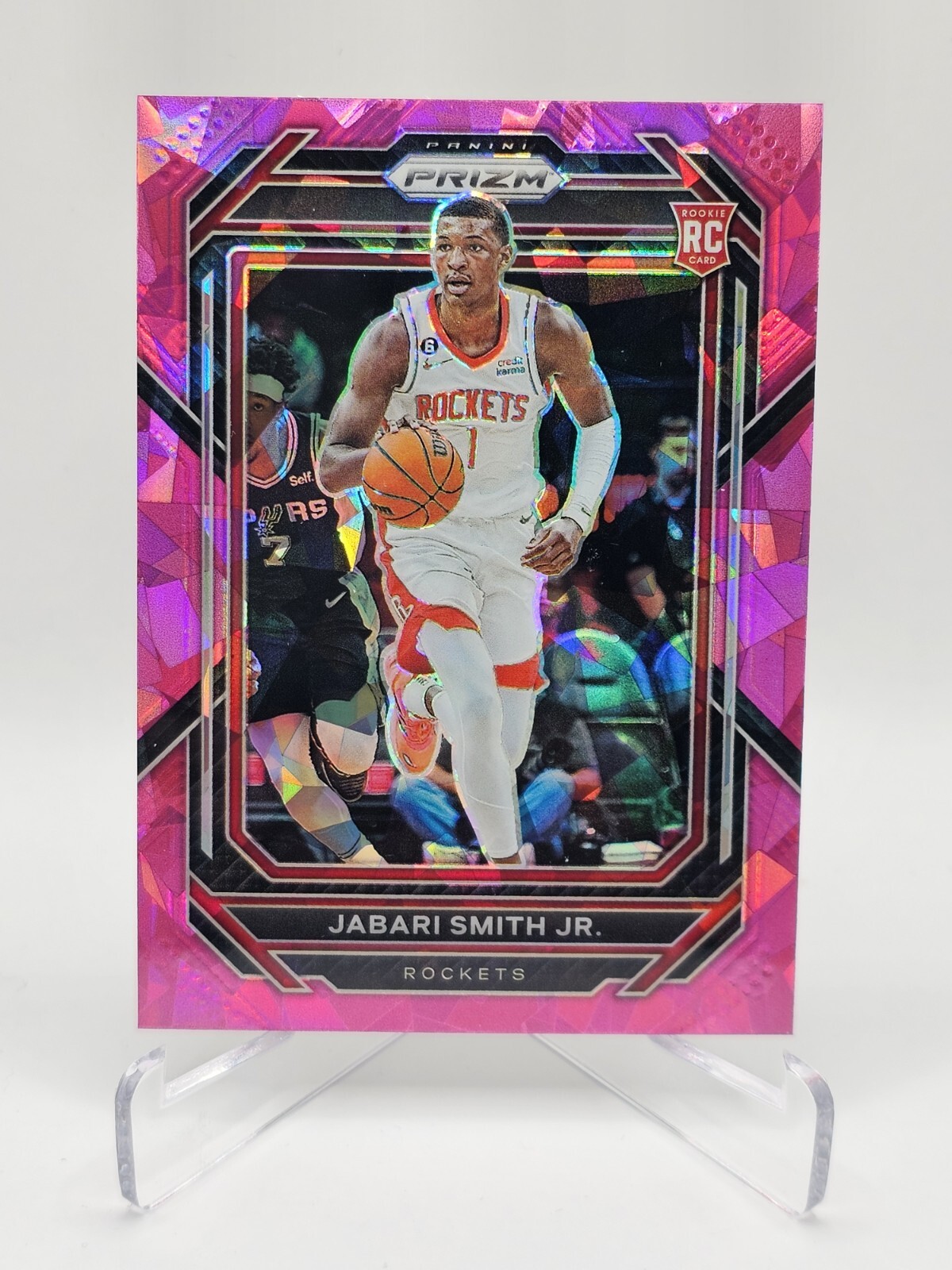 2022-23 Panini Prizm Prizms Pink Ice #228 Jabari Smith Jr. RC