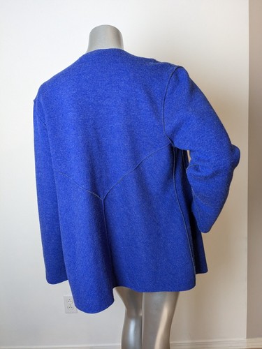Chaqueta Cárdigan Eileen Fisher Fieltro Lana Merino Frente Abierto L Pequeño Azul Gris - Imagen 3 de 3