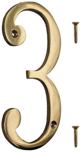 6-inch Shiny Gold House Number w/ Screws, Polished Brass, Mailbox / Home Numbers - Picture 14 of 45