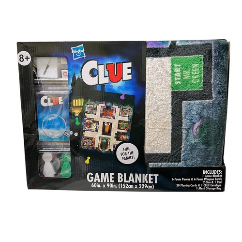 Clue Game Blanket Hasbro 60" x 90" 4 Player 2023 Fun For The Family New Sealed