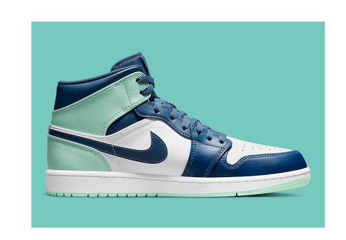 Nike Air Jordan 1 Mid GS BLUE MINT Sizes 4.5Y, 6Y & 6.5Y 554725-413 NEW - Picture 3 of 11