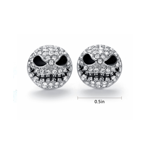 The Nightmare Before Christmas Earrings Jack Skellington Rhinestone Halloween - Picture 3 of 3