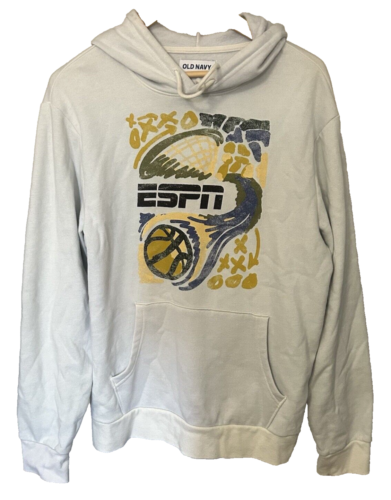 Old Navy ESPN Basketball Men's Size Large Light Blue and White Sweatshirt Hoodie - Picture 3 of 10