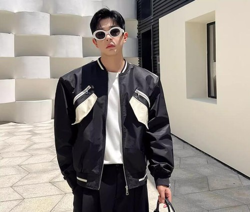 Men's Autumn Fashion Stand Collar Long Sleeve Color Matching Jacket Casual Coat - Bild 9 von 15