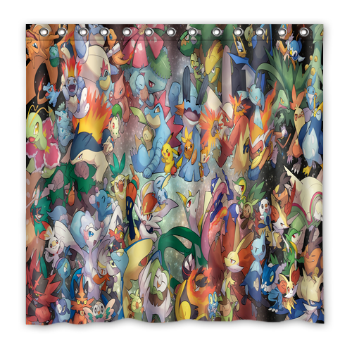 Pokemon Pikachu Duschvorhang mit allen Charakteren wasserdicht Polyester - Bild 18 von 31