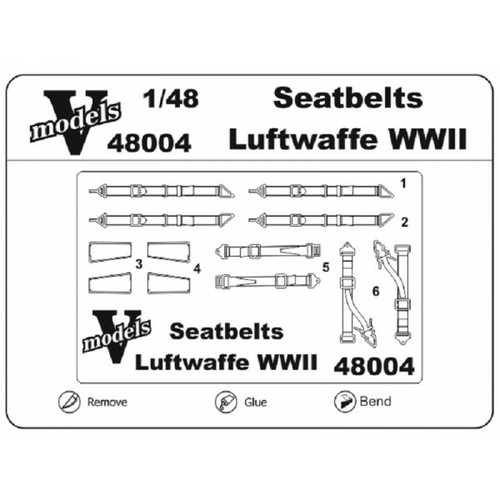 Vmodels 48004 - 1/48 - Photo-etched Seatbelts Luftwaffe WWII 48004 - Picture 8 of 9