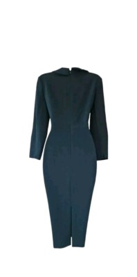 green emerald velvet dress Women's Retro Half Collar Ruched Slim Cocktail Pencil Dress – Aisize