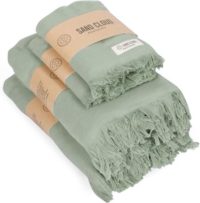 Sand Cloud Turkish Bath Towels Bundle for Bathroom, Set of 4 (Terra Sage)  Large