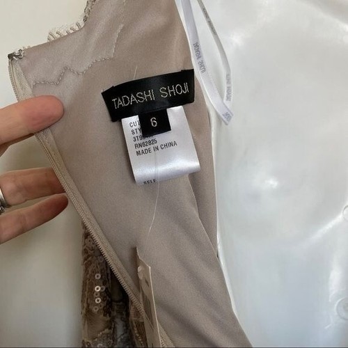 Tadashi Shoji Womens Sequin Lace Sheath Cocktail Dress Size 6 Wedding Formal NEW - Afbeelding 6 van 13