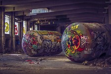 7x5ft Creative Hip-Hop Graffiti Ruined Factory Vinyl Backdrop Photo Background