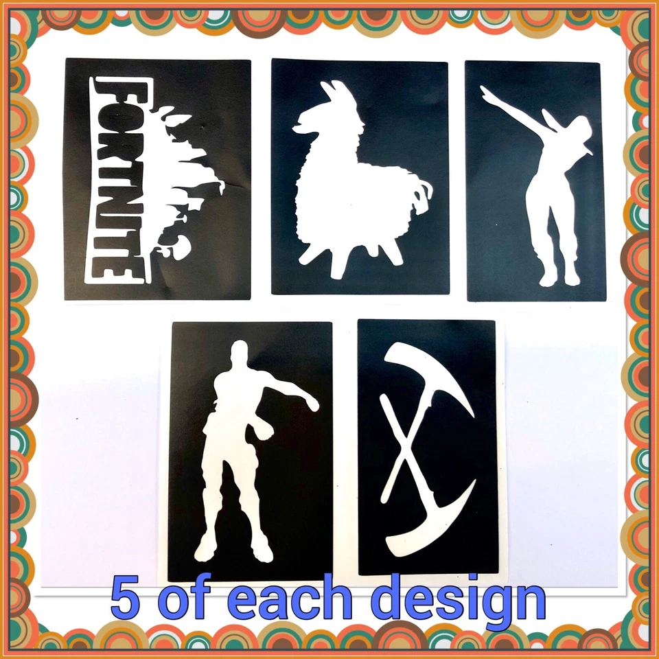 THE THE UNIQUE LITTLE GIFT SHOP LTD Glitter Tattoo StencIls Fortnite Fortnight X 25 tattoos