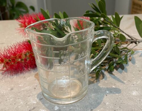 Vtg 30's Measuring jug Crown Crystal clear glass 1 cup 3 way pourer #125 kitchen