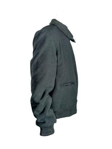Black Fleece Collared Varsity Jacket College Letterman Bomber Zipper Quilted - Picture 3 of 7