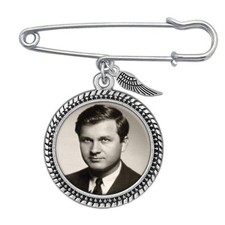 Wedding Boutonniere Charm Pin Angel Wing Photo Charm Mother of Bride/Groom