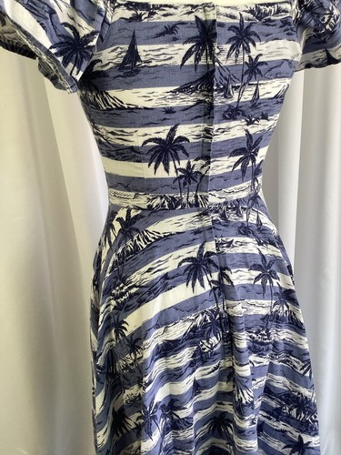 Vintage Collectif Dolores Linen Blend Sundress XS Blue White Print - Picture 7 of 15