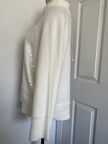 Joseph Ribkoff Vanille Pailletten Wasserfallausschnitt Raglanärmel Pullover Oberteil Gr. M/M Neu mit Etikett - Bild 10 von 12