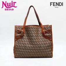 FENDI Zucchino Tote Bag Brown WS20158 Used