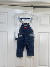 Vintage USA OshKosh B  Gosh Vestbak Overalls Jean Bibs Pinstripe Size 24 Mths