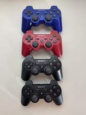 FOUR Sony PlayStation DualShock 3 Wireless Controllers - Blackx2/Redx1/Bluex1