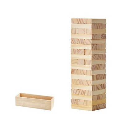 Tumbling Timber Toy 54 Blocks Tumble Tower Blocks Game Pine Wood Crate