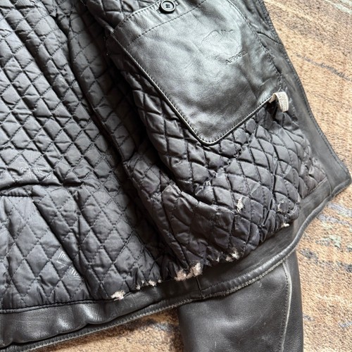 Men's Vintage Harley Davidson Black Leather Embossed Eagle Biker Jacket Sz 42 L - Picture 6 of 13