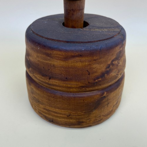 Antike primitive geschnitzte Holz Butterform um 1800 ~ Presse ~ Stempel Fraktur Farn Weizen - Bild 5 von 8