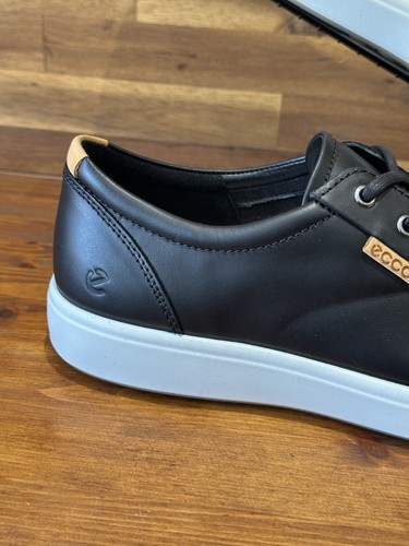 Ecco Soft 7 Trainers Black Leather UK Size UK 10 EU 44 Boxed New - Picture 2 of 18