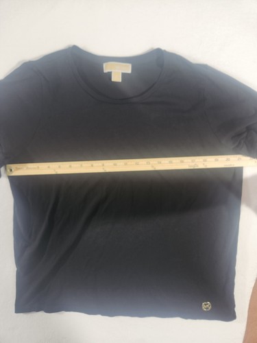 Michael Kors Womens Scalloped Sleeve Short Sleeve Black T-shirt size XL - Picture 6 of 6
