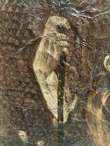 Old Master Oil Painting On Tooled Leather - 16th c. French Saint Anthony/Demon - Picture 4 of 6