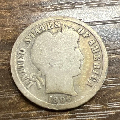 Rare 1896 Barber Liberty Head Dime 90% silver Actual coin