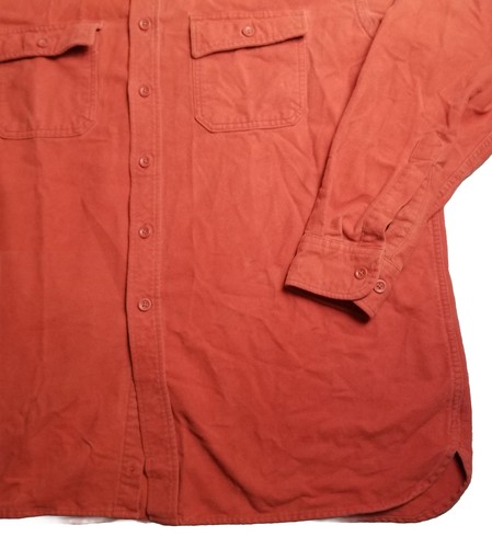 Vtg LL Bean Chamois Shirt Traditional Fit Flannel Outdoors Burnt Orange Warm XL - Picture 3 of 11