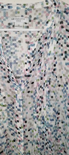 NEU Liz Claiborne Gr. 2X mehrfarbige transparente Bluse Knopfleiste 3/4 Arm Hemd - Bild 2 von 3