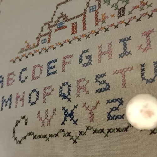 Vintage Sampler Home Sweet 30er Jahre Antik Stickerei Gerahmt Kreuzstich Wandteppich - Bild 8 von 13