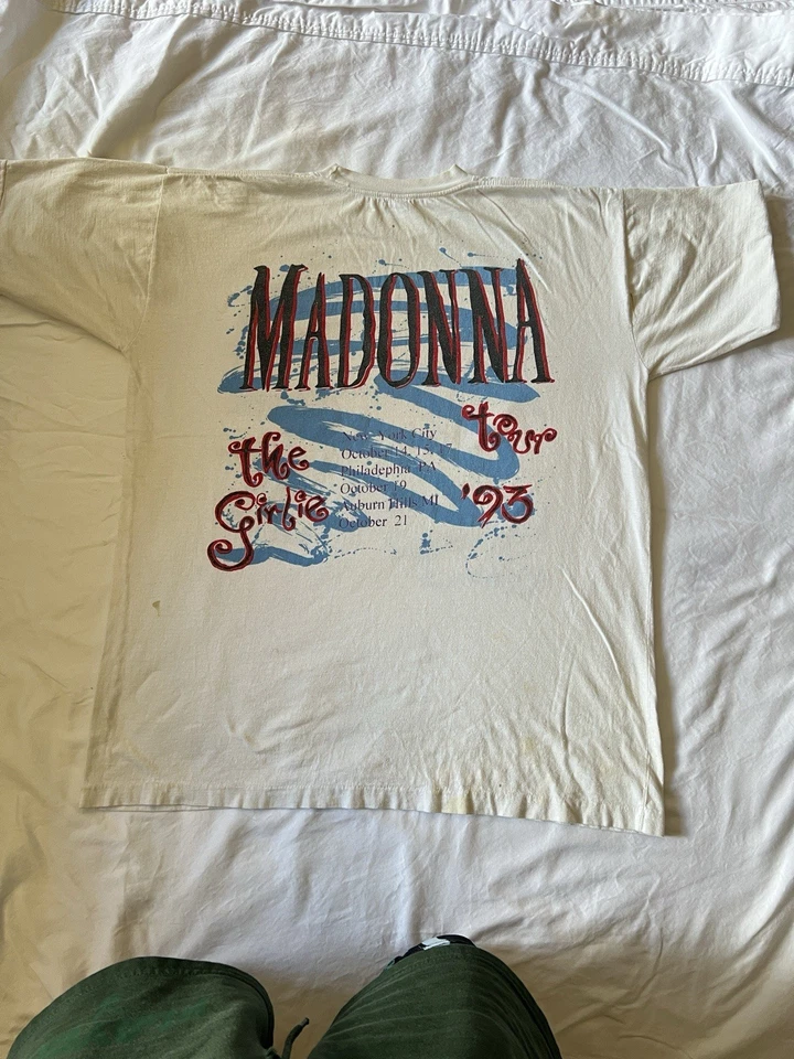 True Vintage 90s 1993 Madonna Girlie Tour Band Tee T Shirt Men's Large Dbl Sided - Image 2 of 4
