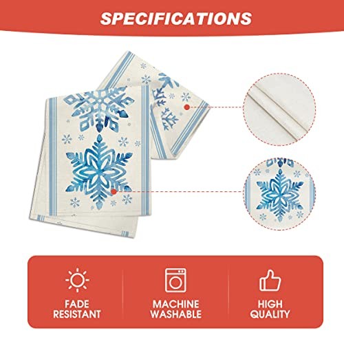 Christmas Snowflake Blue Table Runner, Seasonal Winter Kitchen Dining Table - Picture 5 of 6