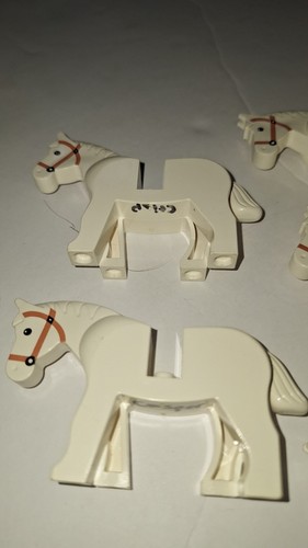 USED WRITTEN ON Vintage Lego Horse Lot of 7 Castle Western Minifigs 90s White - Picture 2 of 9