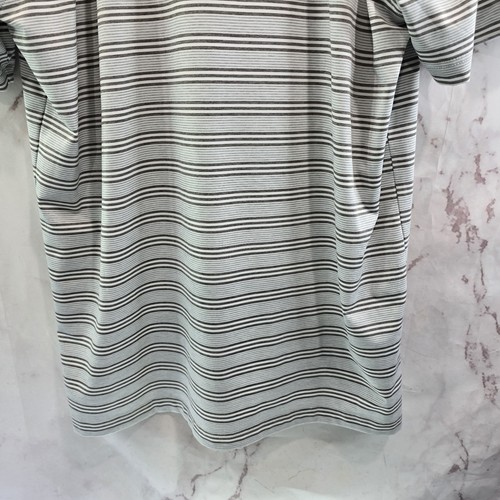 Johnnie O Shirt Mens Medium Gray Striped Polo Short Sleeve Golf Active - Picture 7 of 11