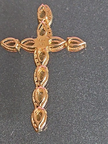 Beverly Hills Charm 14K GELBGOLD Citrin & 1/5 ct Diamant H-I, I2 Kreuz 1,5"  - Bild 6 von 17