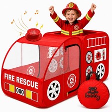 Fire Truck Play Tent for Kids   Firetruck Tents with Sirens and Fireman Sound Bu