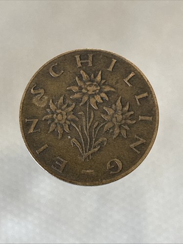 1960 Österreich 1 One Schilling Aluminium-Bronze Edelweiß Blume tatsächliche Münze Z100