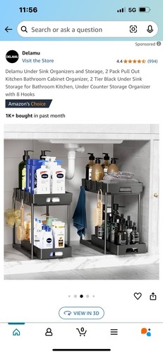Delamu Under Sink Organizers and Storage, 2 Pack Pull Out Kitchen - Imagen 5 de 8
