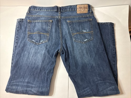 Aeropostale Mens Stretch Distressed Slim Straight Jeans Size 36/32 Blue - Picture 7 of 11