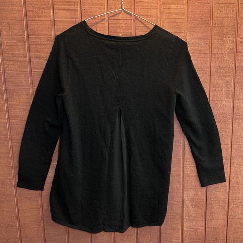 NWT Soft Surroundings Black Sirena Wool Blend Sweater Size Large with Godet Back - Picture 14 of 14
