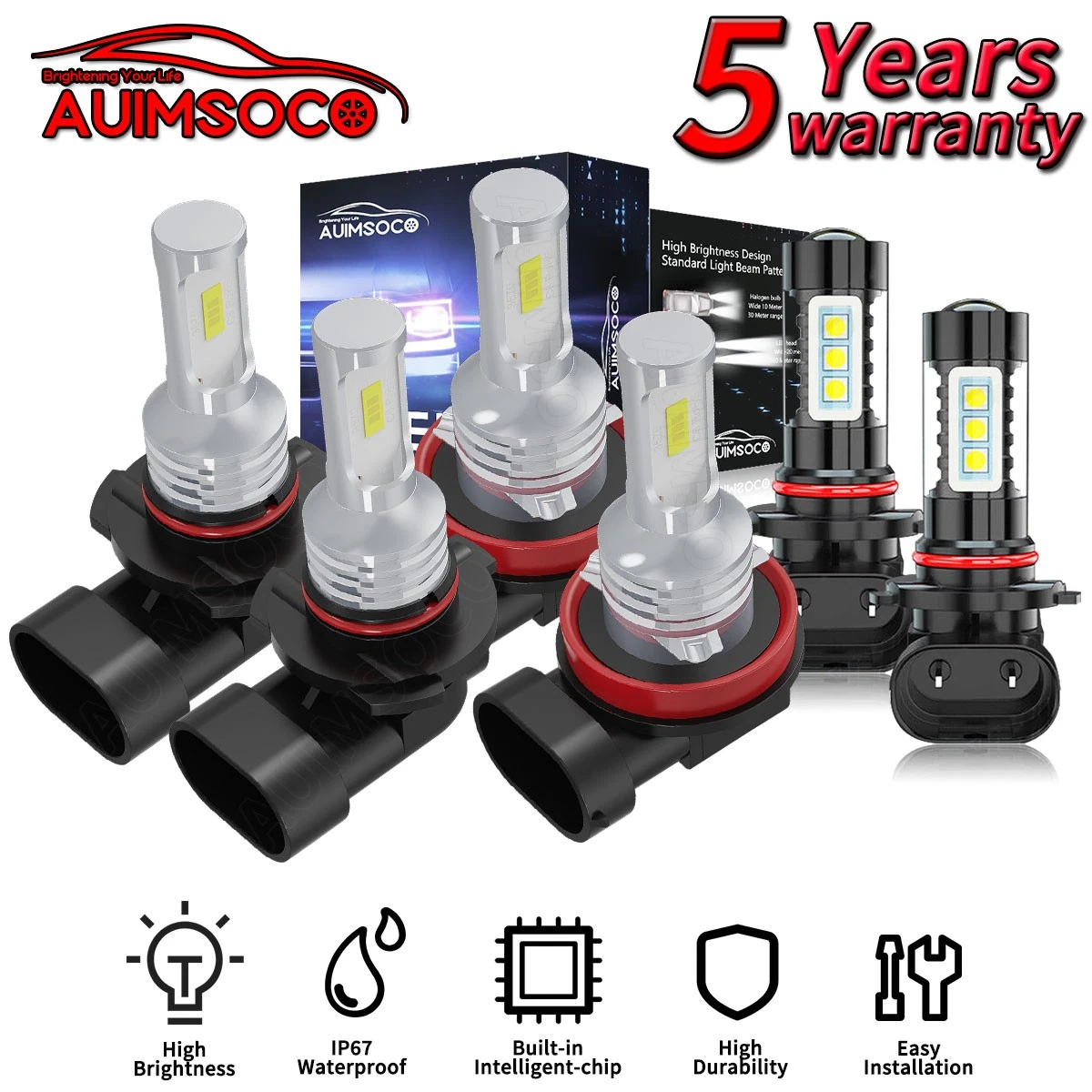 For Ford Escape 2013-2016 LED Headlights Bulbs High Low Beam Fog Light 36000LM
