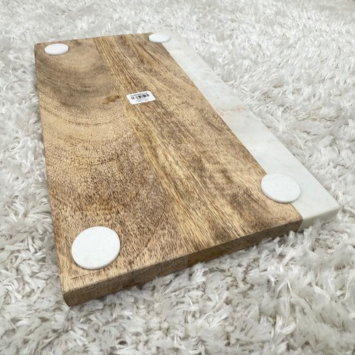 Crate & Barrel Monogram Board N Wood Marble Cheese Serving Tray Decor Party - Picture 7 of 10