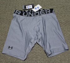 NWT Under Armour HeatGear Grey Fitted Compression Shorts Boys Youth XL x 7"