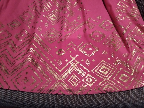 Abito donna - manica corta, accenti stampa rosa caldo/oro, elastico in vita, taglia XL - Foto 9 di 10