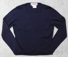 Carlisle Women's Silk Blend Sweater Medium Navy Blue Square Neck